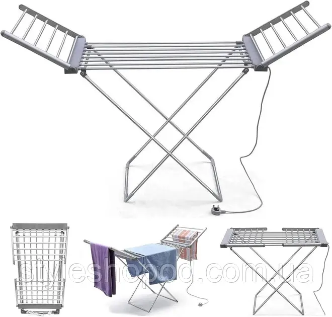 Сушарка для білизни електрична підлогова Clothes Dry 230 W з обігрівом бічних крил A-PLUS 148*54*73, фото 1