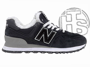 Жіночі зимові кросівки Нью Баланс New Balance 574 Black White Winter (з хутром) ALL22676