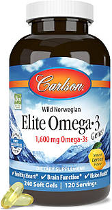 Carlson Elite Omega-3 Natural Lemon 1600 мг 240 капсул