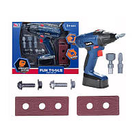 Дитячий набір інструментів Fun Tools з дрилем що крутиться і видає звуки для маленького майстра Синій