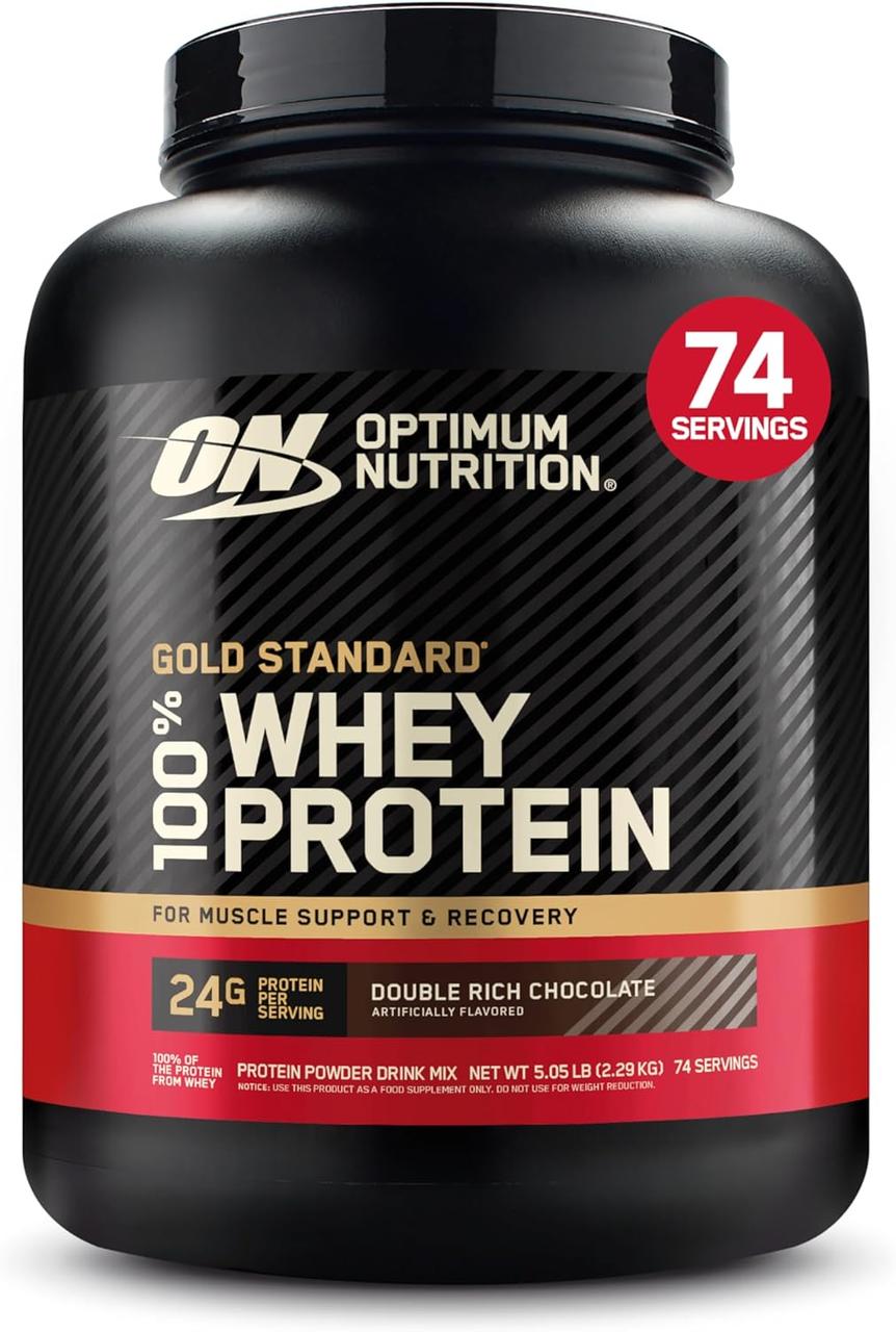 Optimum Nutrition Gold Standard 100% Whey Protein Powder Double Rich Chocolate 5 lb 2.29 kg, фото 1