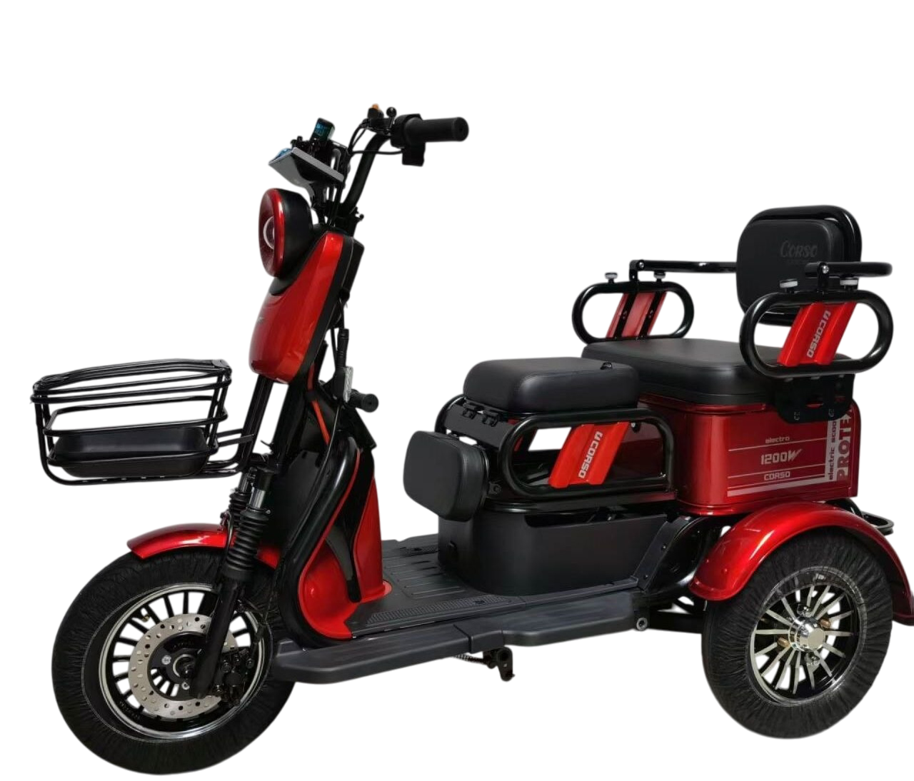 Corso Protex (1200W графеновий акб 72V/23Ah) Red Електроскутер триколісний трицикл, фото 1