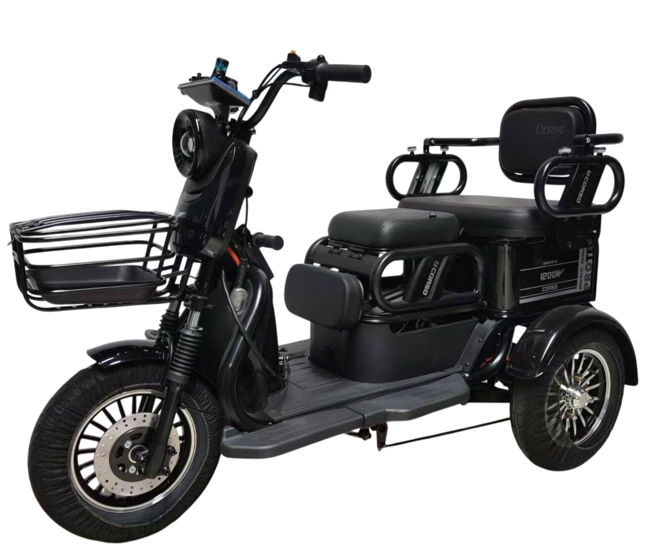Corso Protex (1200W графеновий акб 72V/23Ah) Black Електроскутер триколісний трицикл, фото 1
