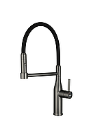 Змішувач для кухні з гнучким виливом GAPPO G4398-51 чорний/сірий латунь