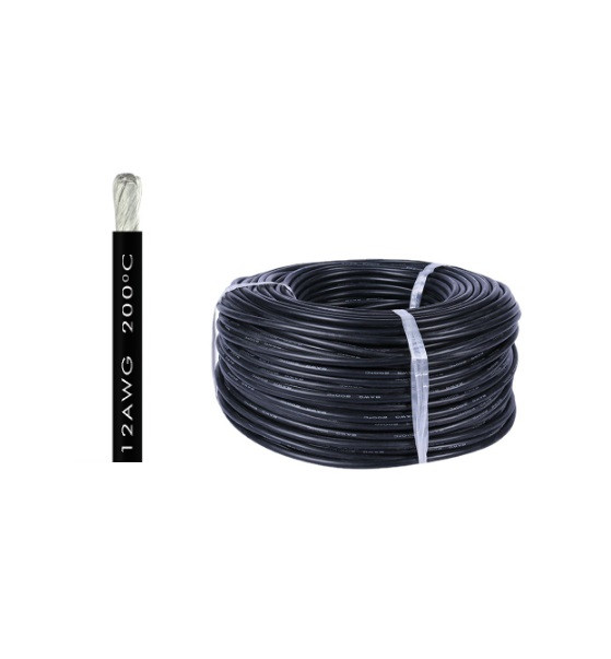 Кабель багатожильний у силіконовій ізоляції 12AWG чорний 1м, фото 1
