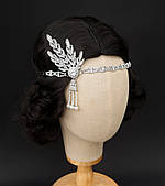 Карнавальна пов'язка "Ажурна Дейзі" прикраса на голову у стилі гетсбі - срібляста Aushal Jewellery