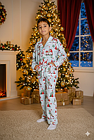 Новорічна дитяча піжама з Гномами тепла фланелева для хлопчика
