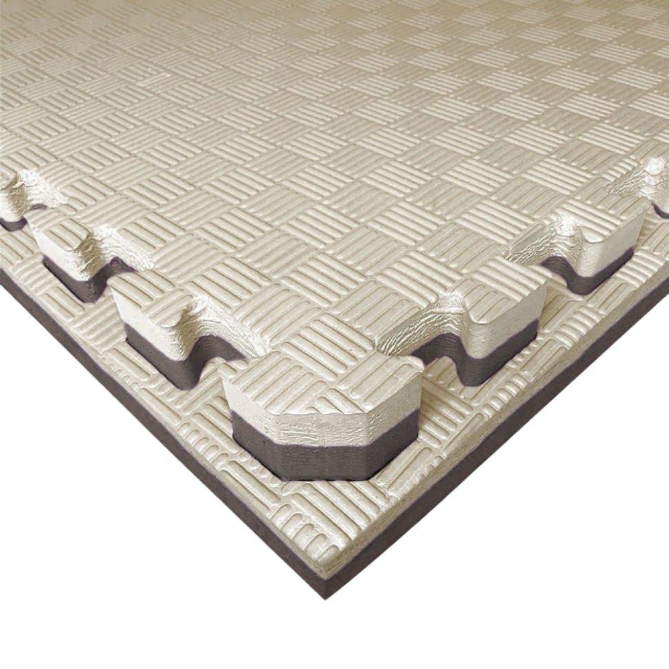 Мат татамі 40мм бежево-шоколадний з бортиком, IZOLON EVA SPORT 100х100х4см