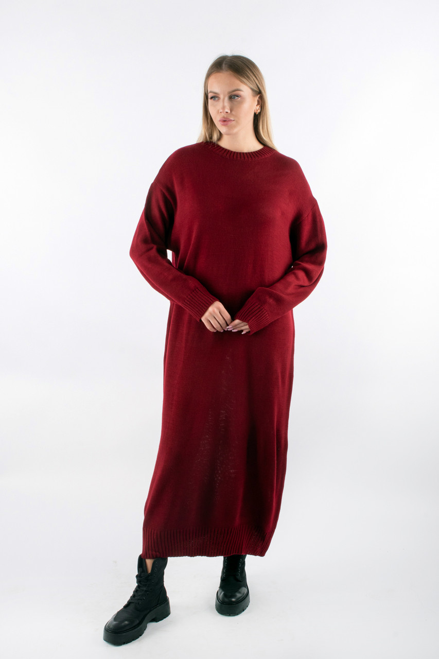 Плаття максі вʼязане бургунді 83110 (2000000155371), фото 1