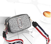 Жіноча сумочка клатч Marc Jacobs Срібло блискітки через плече (513802)