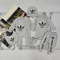 Подарунковий набір для новонароджених, комплект на виписку Adidas на 6 предметів