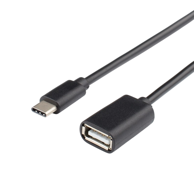 Кабель ATcom USB 2.0AF - Type-C OTG 0.1m Black (14716)