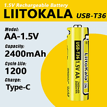 Аккумулятор LiitoKala USB-T36 AA (4500) 2400mah Type-c