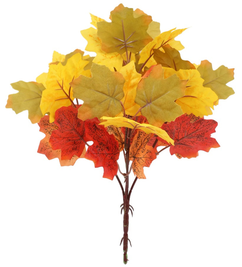 Гілка штучний осінній кленовий лист 37 см