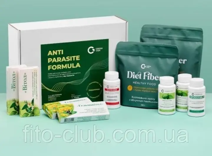 Грін-Віза Бокс ANTI PARASITE FORMULA антипаразит формула КОМПЛЕКСНИЙ ПІДХІД ДО ЗАХИСТУ ОРГАНІЗМУ ВІД ПАРАЗИТІВ 6 найменувань