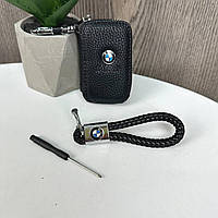 Шкіряна ключниця з брелоком для ключів натуральна шкіра унісекс для автомобільних ключів ремінець шкіряний (514328)
