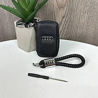 Шкіряна ключниця з брелоком з натуральної шкіри для автомобільних ключів унісекс шкіряний ремінець (514329)