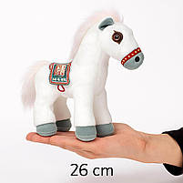 М'яка іграшка Білий Кінь 26 см — плюшева музична конячка, ірже, арт. 005022-2, фото 2