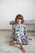 Дитяча тепла піжама для хлопчика динозаври, футер Авекс