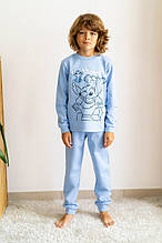 Дитяча тепла піжама з принтом Стіч, футер із начосом, блакитна тм Авекс