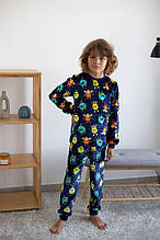 Тепла дитяча піжама велсофт для хлопчика, принт Монстрики Авекс