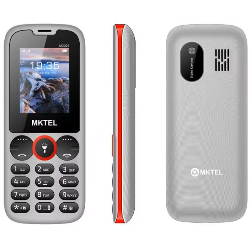 Мобільний кнопковий телефон MKTEL M2023 Dual SIM (сірий) з потужним ліхтариком, FM-радіо та камерою, фото 1