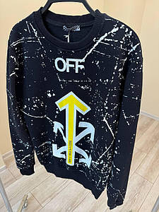 Світшот чоловічий OFF White флісовий Чорний Туреччина