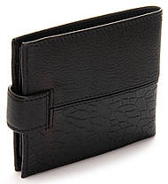 Гаманець портмоне чоловічий шкіряний чорний на кнопці рептилія з вкладишем і монетницею всередині Bretton 208V-L1, фото 2