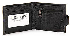Гаманець портмоне чоловічий шкіряний чорний на кнопці рептилія з вкладишем і монетницею всередині Bretton 208V-L1, фото 3