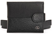 Гаманець портмоне чоловічий шкіряний чорний на кнопці рептилія з вкладишем і монетницею всередині Bretton 208V-L1, фото 5
