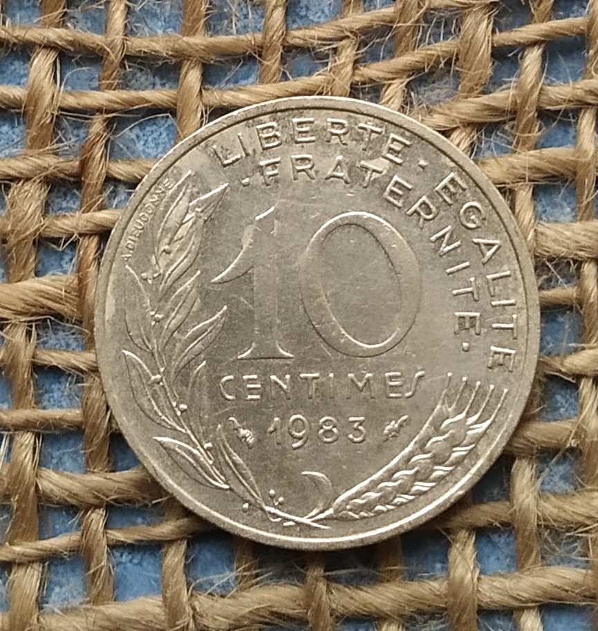 10 сантимiв 1983 року францiя, фото 1