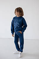 Теплі штани для хлопчика з кишенями, футер тринитковий, темний індиго тм Авекс
