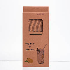 Набір скляних соломинок із щіточкою, багаторазові трубочки для коктейлів напоїв (5+1)