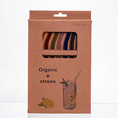 Набір скляних соломинок із щіточкою, багаторазові трубочки для коктейлів напоїв (8+1)