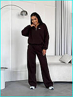 Жіночий костюм светр і штани теплий на флісі спортивний без капюшона вільний стильний 6 кольорів 42-52