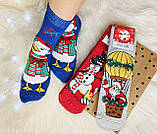 Женские носки махровые новогодние JNLEP 36-39  к-9 качур,Santa в кулі,сніговик в шляпі, фото 2