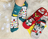 Женские носки махровые новогодние JNLEP 36-39 к-8 сніговик з бокалом,собачка,SANTA в окулярах, фото 2