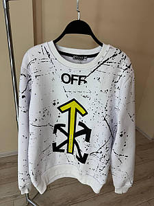 Світшот чоловічий OFF White трикотажний утеплений Білий Туреччина