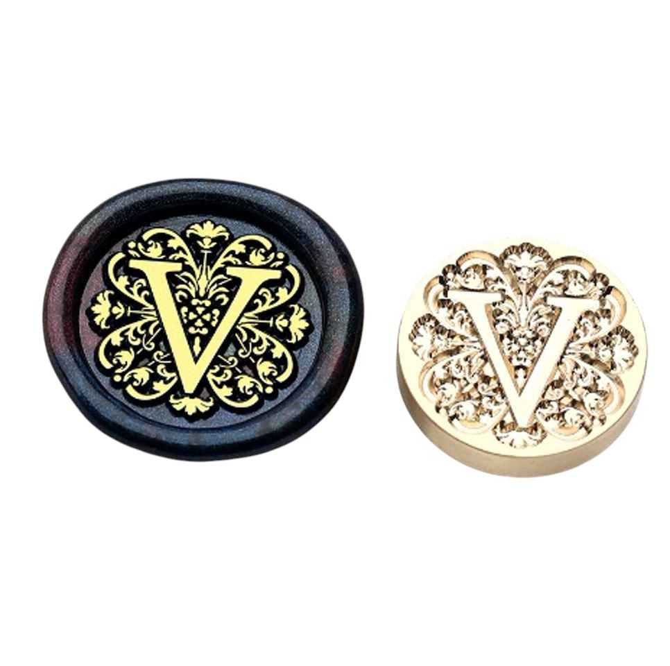 Штамп для сургучного друку. Друк сургучний без ручки літера V, фото 1