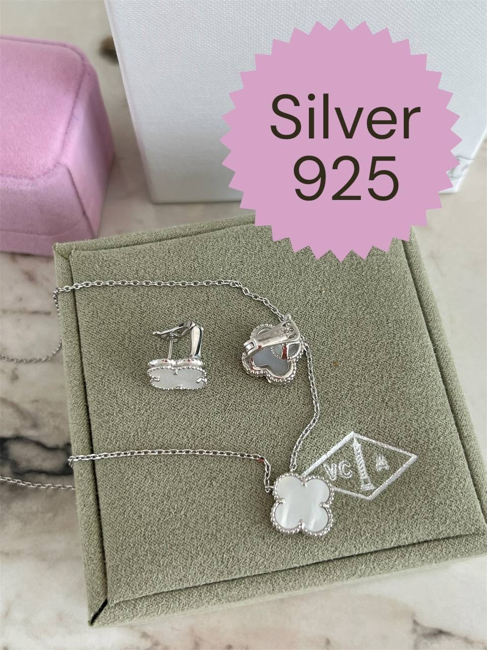 Комплект Ван Кліф срібло 925 — стильний преміум набір для подарунка, фото 1