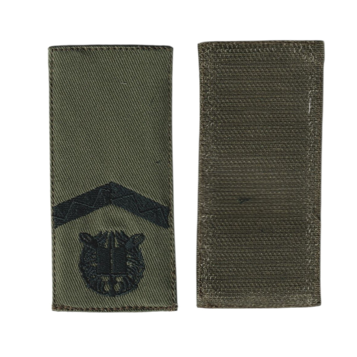 Погон  курсант старший солдат військовий / армійський шеврон ЗСУ, чорний колір на оливці. 10 см * 5 см, фото 1