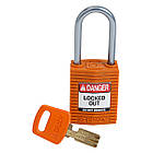 Помаранчевий компактний замок Brady SafeKey CPT-ORG-38AL-KD з алюмінієвою дужкою 38 мм