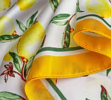 Хустинка з лимонами жіноча / Модна жіноча хустинка з принтом лимонів / Жіноча хустка з лимонним принтом / Хустинка лимон / Шарф, фото 4