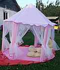 Дитячий намет для дівчинки рожевий 135×135×140 см ігровий, Будиночок принцеси з фіранками, фото 3
