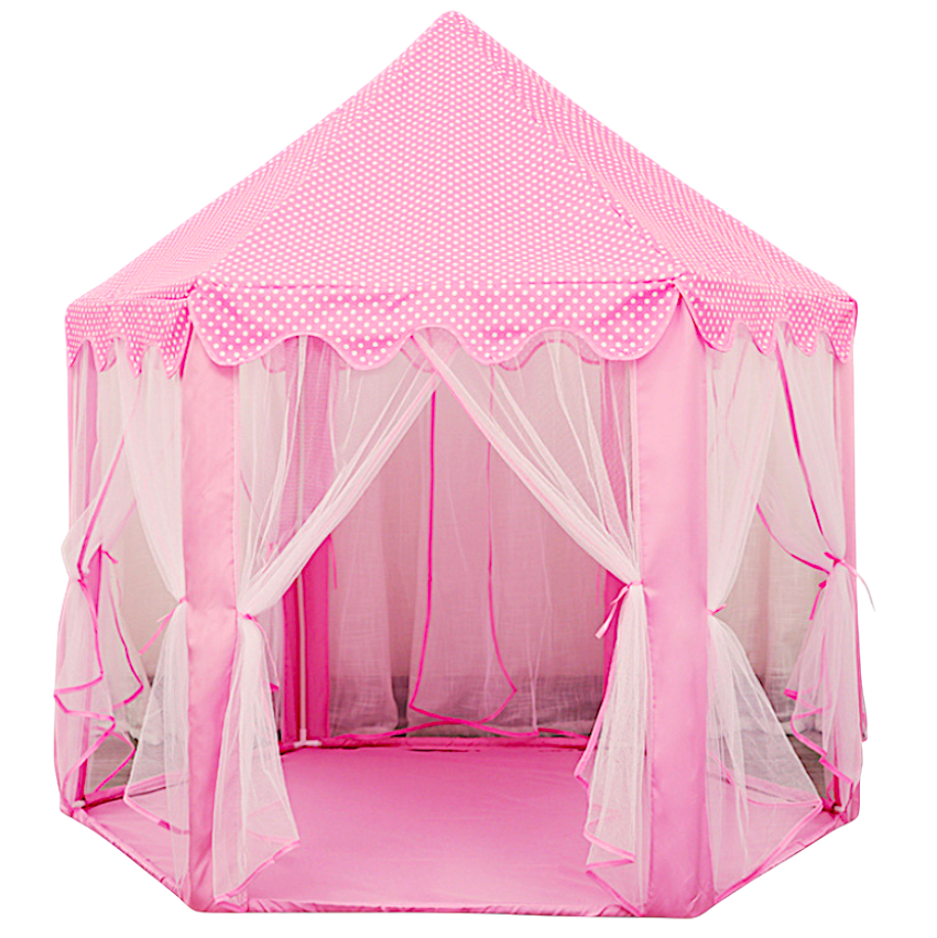 Дитячий намет для дівчинки рожевий 135×135×140 см ігровий, Будиночок принцеси з фіранками, фото 1