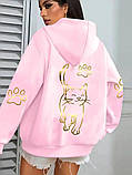 Жіноча тепла толстовка на молнії з котиком, фото 3