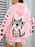 Жіноча тепла толстовка на молнії з котиком, фото 2