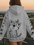 Жіноча тепла толстовка на молнії з котиком, фото 4