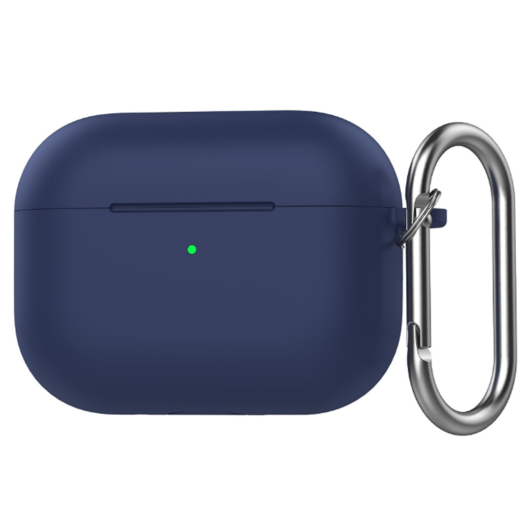 Силіконовий чохол для навушників Apple Airpods Pro 3 | чохол + карабін | темно-синій