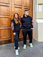 Мужской костюм на флисе с рисунком на рукавах (парный)